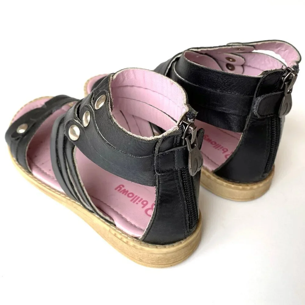 Billowy Girls Black Leather Gladiator Sandals EU 33 US 2